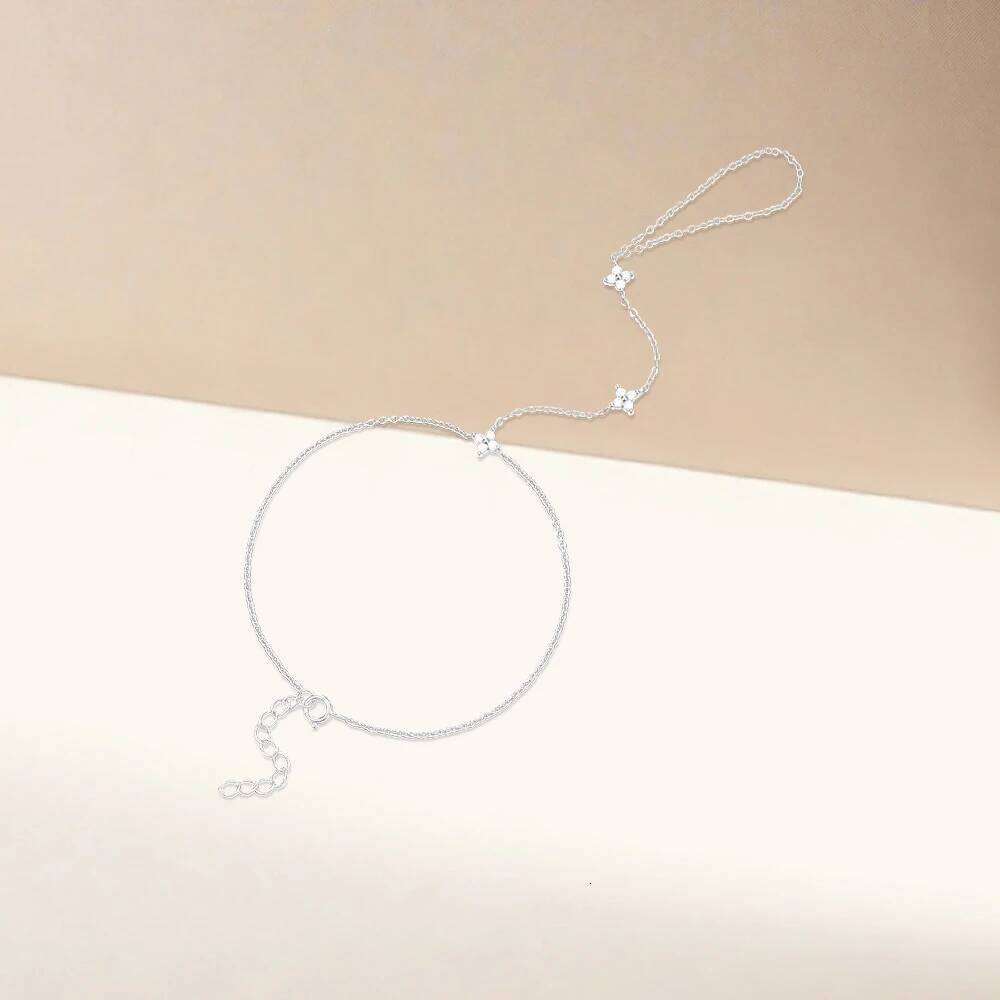 Aide 925 Sterling Silver Personality New Design Zircon Finger Minimalist For Women Long Chain Bracelet Jewelry