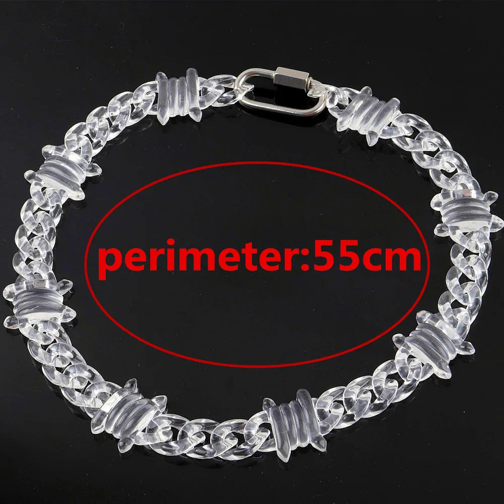 Punk Transparent Acrylic Chain Lock Necklace For Men Women Resin Clear Spike Chain Collar Pendant Necklace Fashion Jewelry 251230