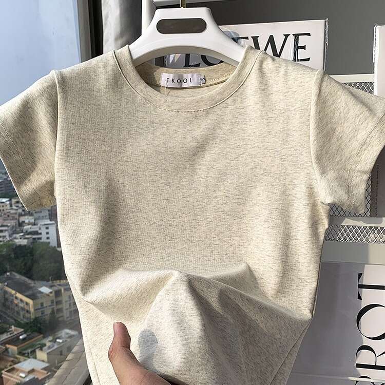 Basic Regular Shoulder Rayon Short Sleeve T-Shirt for Women 2026 Summer Slim Fit Tight Base Shirt Elegant Top Trendy