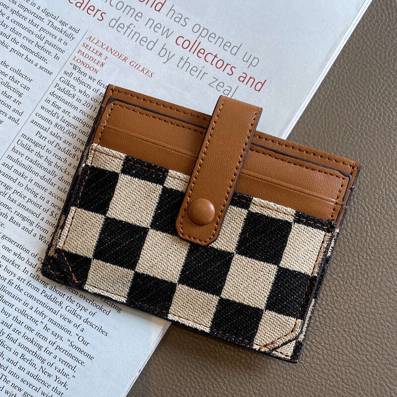 Genuine Leather Short 2025 New Plaid Anti-Demagnetization Ins Style Coin Purse Internet Celebrity Lightweight Card Holder