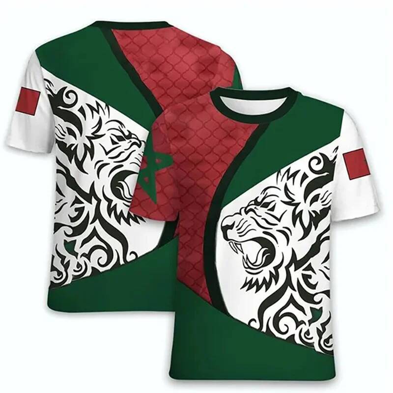 52o0 Men's T-shirts 3d Moroccan T-shirt Morocco Flag Emblem Graphic t Shirt for Men Clothing Casual Short Sleeved Tee Shirts Unisex Gym Fitness Tops M28t