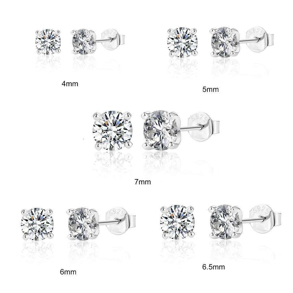 Aide 100% Real Moissanite Diamond Stud Earrings for Women S925 Silver Platinum Plated Bride Wedding Party GRA Fine Jewelry