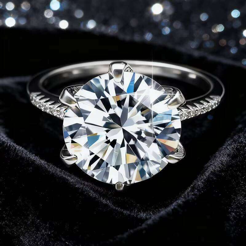 Classic Six Claws Round S925 Sterling Silver Big Vvs D Color Sakura pink Moissanite Ring for Women Wedding Band
