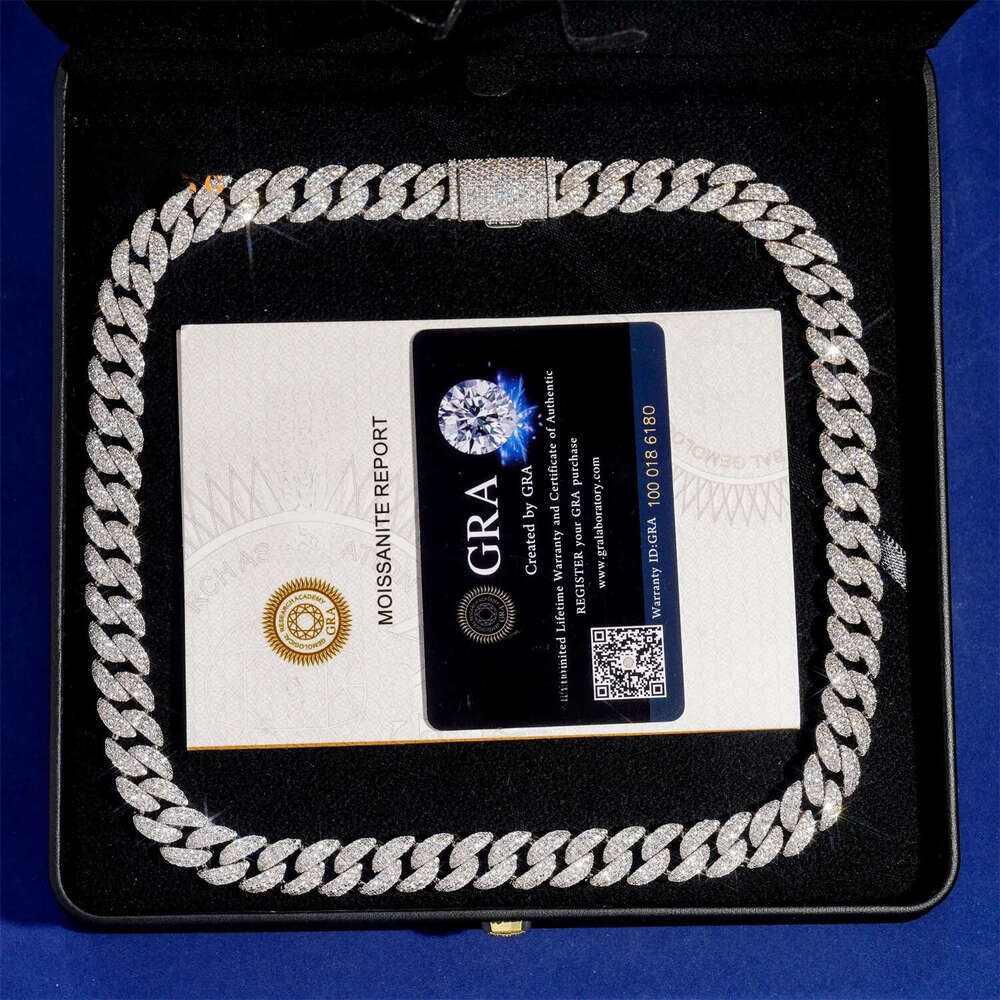 fashion pendant jewelry iced out hip hop miami link chains men women 925 silver 15mm wide round shape vvs moissanite cuban necklaces and bracelets