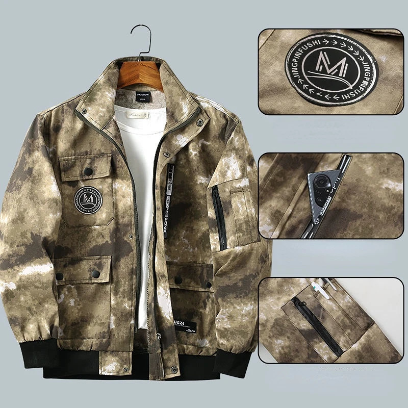 Men Clothing Two Pieces Set Training Twopiece Sweatshirt Cargo Pants Man Apparel Heavy Jackets Labor Work Camouflage Suit 251230