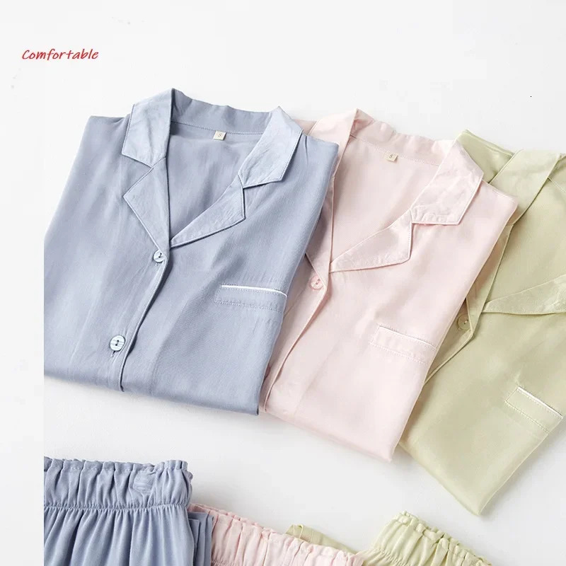 Women Sleepwear Casual Solid Color Long Sleeve Trousers Pajama Set Cotton Viscose Pajamas for 251231