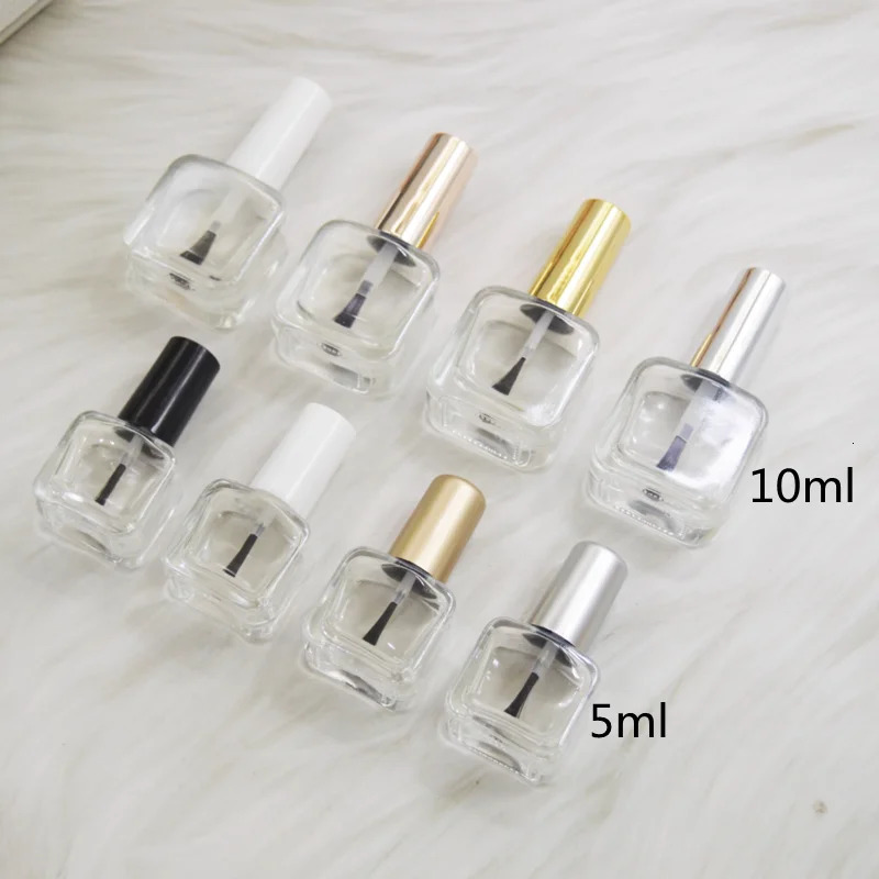 5ml/10ml Empty Glass Nail Gel Bottles Nail Polish Bottles With Brush Lid Clear Bottles Mix Paint Bottle Container 251230