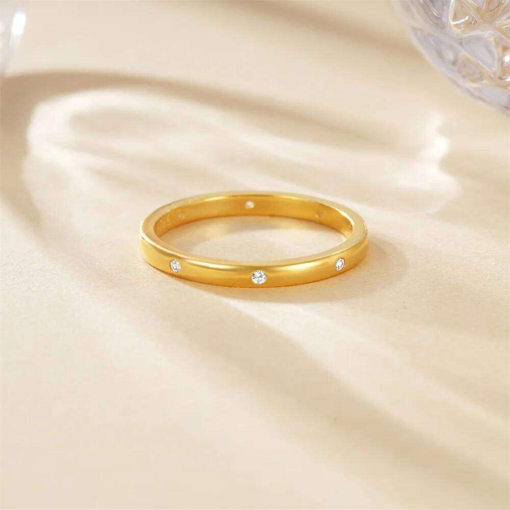 Aide 925 Sterling Silver Simple Carving Patterns Stack Promise Rings For Women High Quality K Gold Jewelry Wedding Party Gift