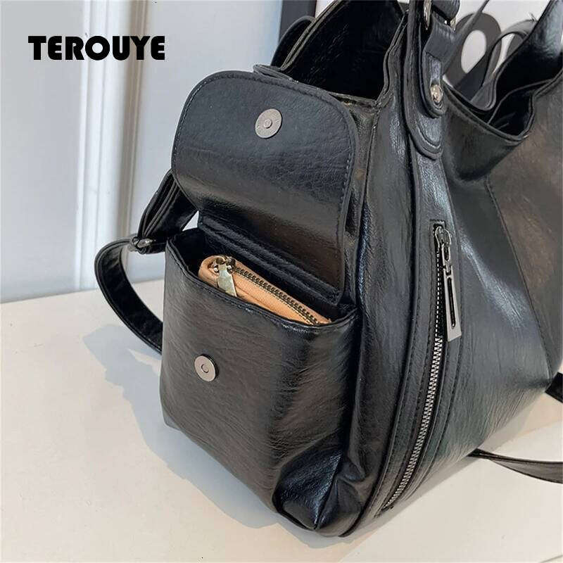 Soft Interior Compartment Shoulder High Quality Contrasting Colors Crossbody Bags For Women Fashion Pu Leather Handbags TEROUYE
