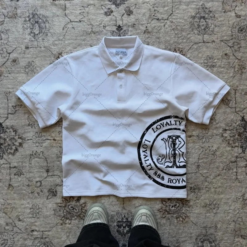 High Street Retro Y2K Harajuku Streetwear Men Hip-hop Punk Trendy Classic Polo Shirt Gothic Casual Loose Lapel Top 251230