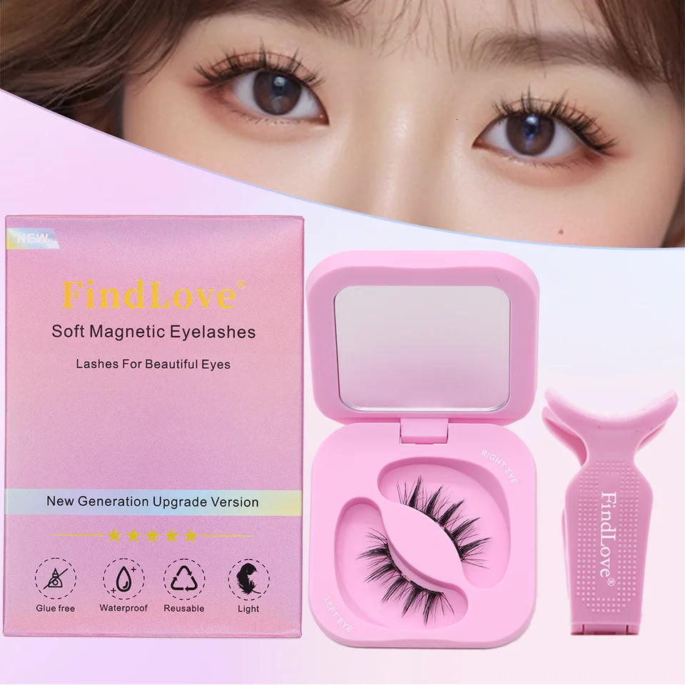 1Pairs Soft Magnetic Lashes Fox Eye Lash Reusable Magnetic Eyelash Natural Wispy Fluffy Eyelash Extension Set with Wearing Clips 251231