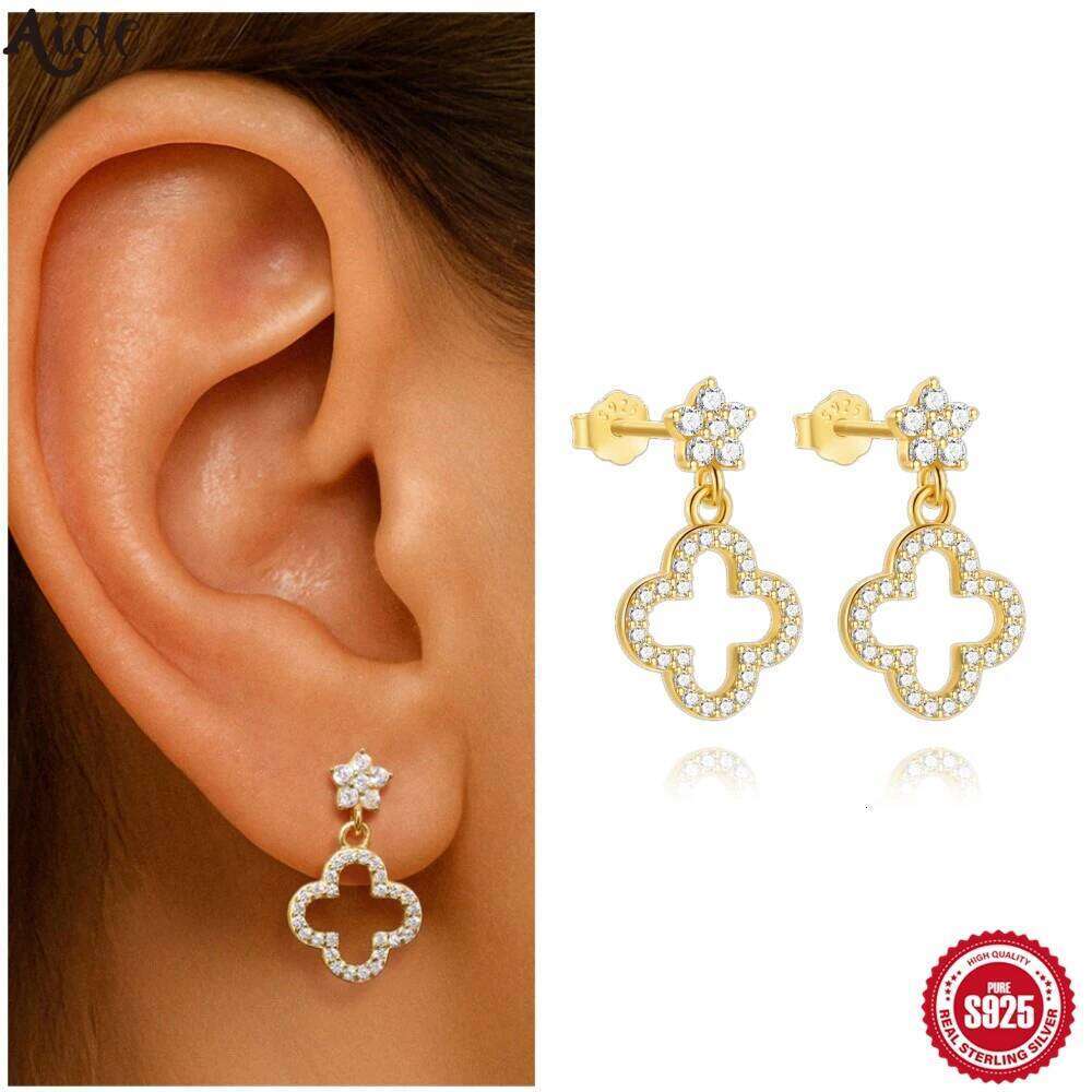 Aide 925 Sterling Silver Creative Hollow Four Plum Blossom Simple Style Four-Leaf Clover Handmade DIY Studs Jewelry Accessories