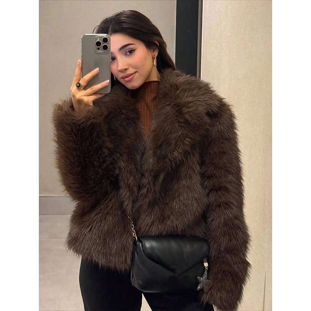 HH Women Elegant Solid Faux Fur Coat Long Sleeve Button Jacket Autumn Winter Warm Outerwear Female Fashion High Street Coats