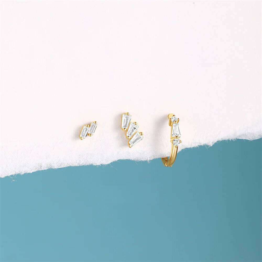 Aide Shiny Wedding Stud Earrings Set for Women 925 Silver Crystal Clear Flower Zircon Studs Accessories Earring Jewelry