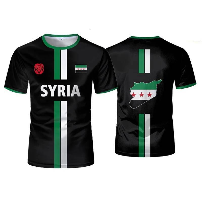 259m Men's T-shirts New in Syria Flag Jersey Shirt Short Sleeve Sports Syrian Tops Unisex Casual Mens T-shirts Streetwear Utq1