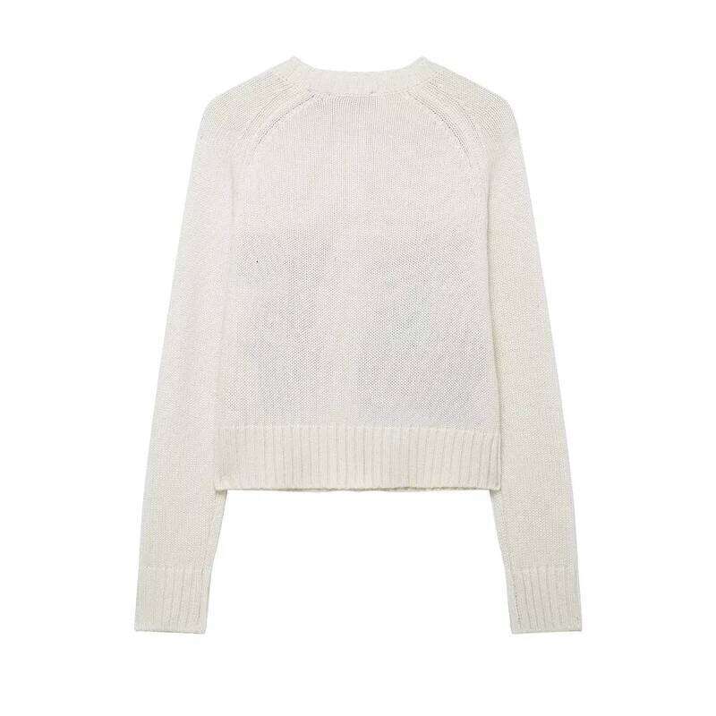 Women's Jacket Winter New White Long-Sleeve Home Alone Print Christmas Knit Cardigan Fashionable Style