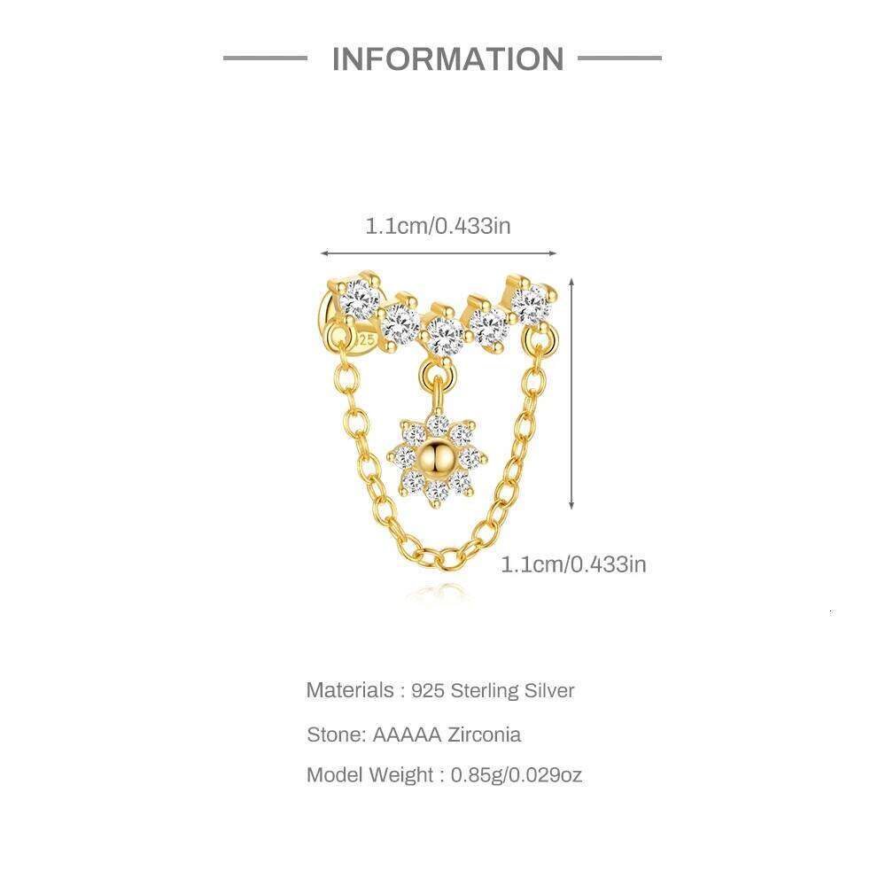 Aide 1PC 925 Silver Helix Cartilage Piercing Earrings For Women Sunflower Pearl Star Exquisite Stacking Stud Jewelry Accessories