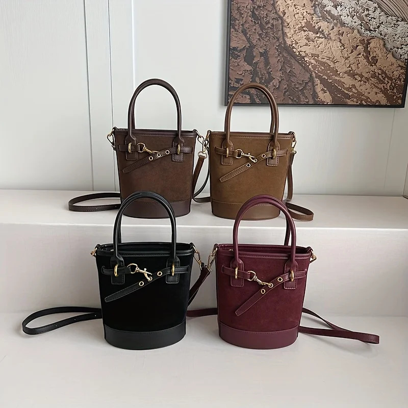 Autumn and Winter Vintage Niche Frosted Bag Fashionable and Versatile Crossbody Bag Handbag Bucket Bag 251231