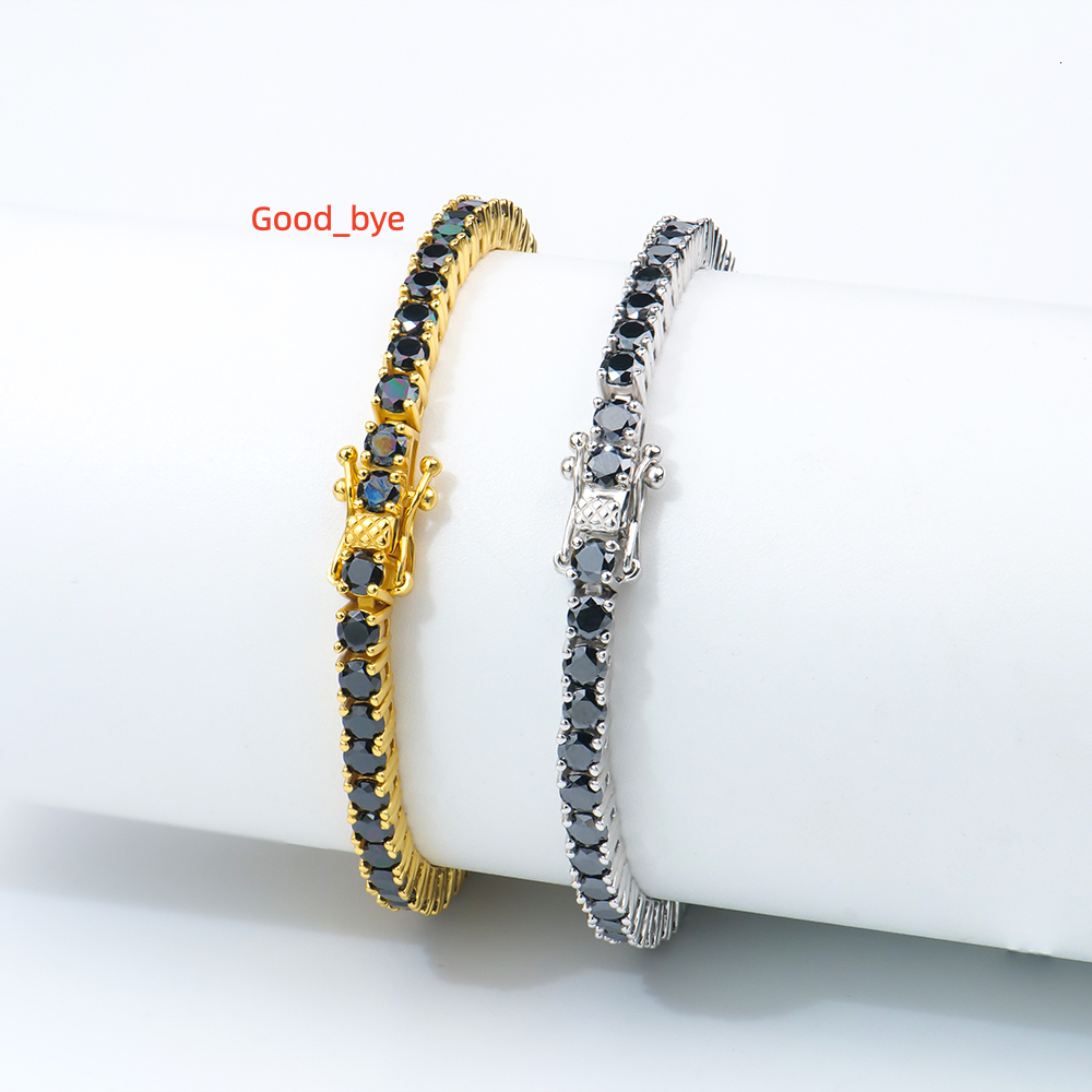 Black Color Round Moisssanite Tennis Bracelet 925 Silver