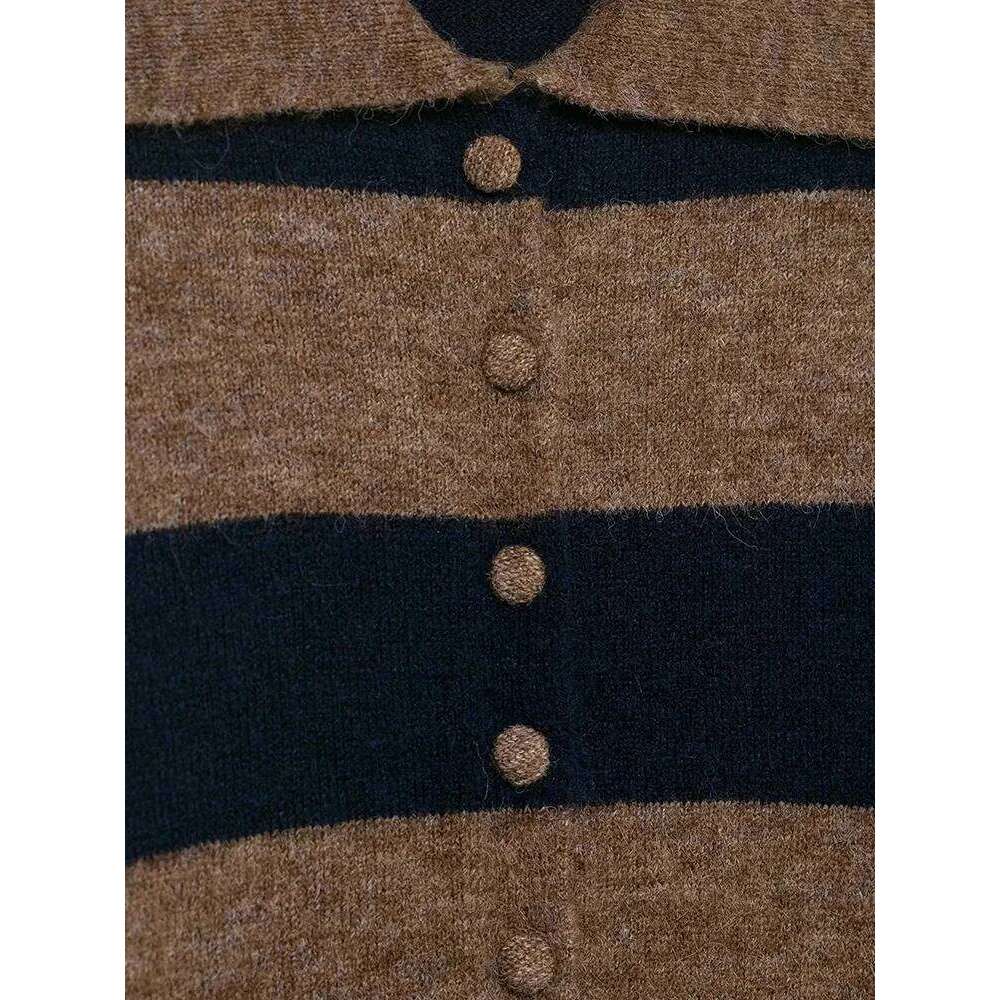 New Contrast Striped Knit Cardigan Women's Autumn And Winter Loose Short Coat Color Matching Sweater