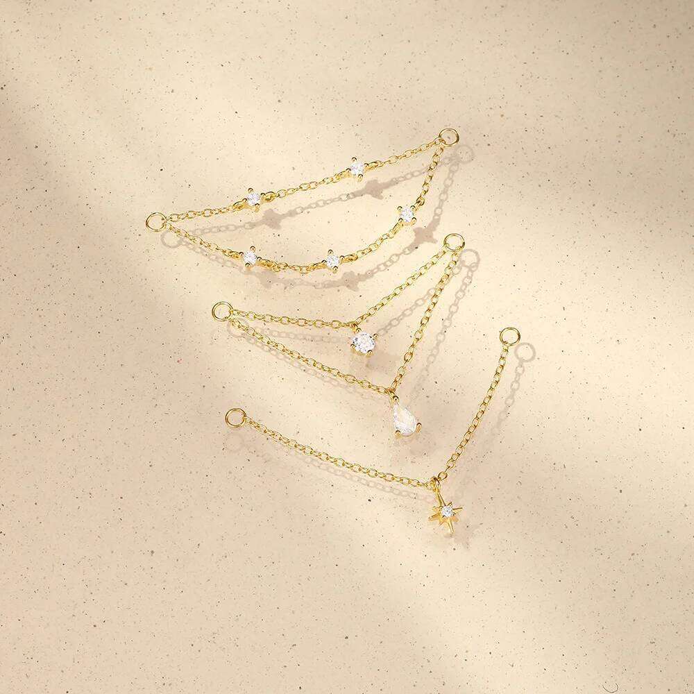 AIDE 925 Sterling Silver Long Tassel Chain Piercing Earrings Women Charms Fit For Studs Hoops DIY Fine Jewelry