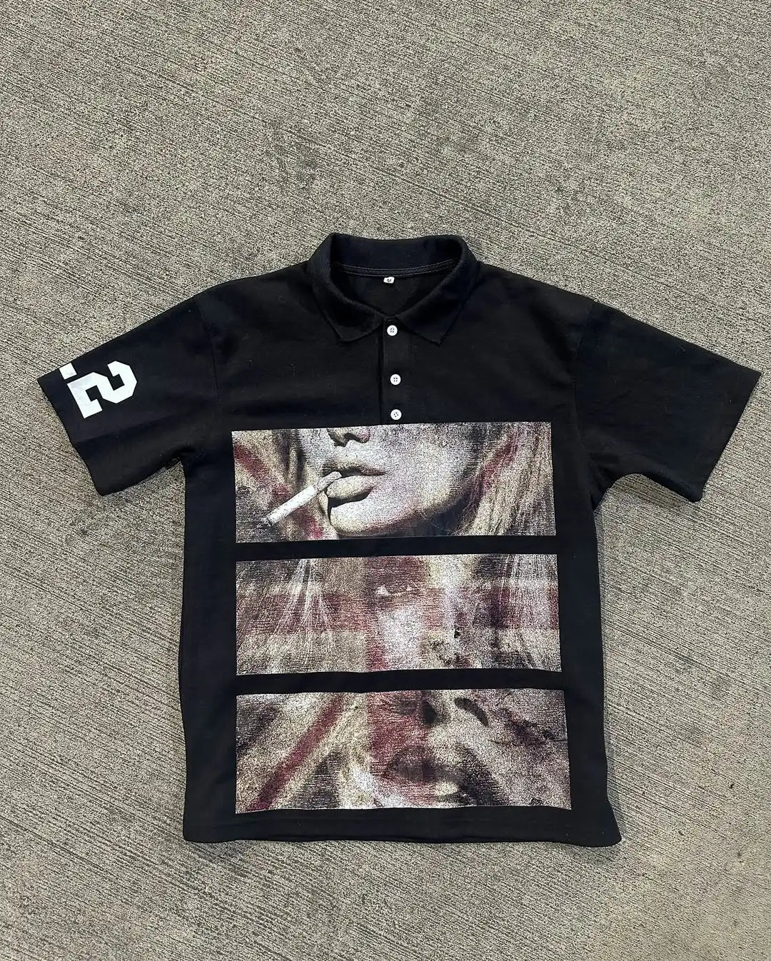 Comic Split-screen Retro Grainy Pattern Printed T-shirt Trend Street Hip-hop Y2K Black Polo Shirt Men Summer Versatile Tops 251230