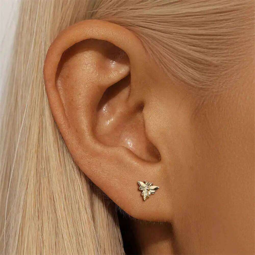 Aide 1pc 14k Solid Gold DIY Handmake Zircon Pearl Puncture Stud Earrings Minimal Wedding Bride Gift Pendientes Fine Jewelry