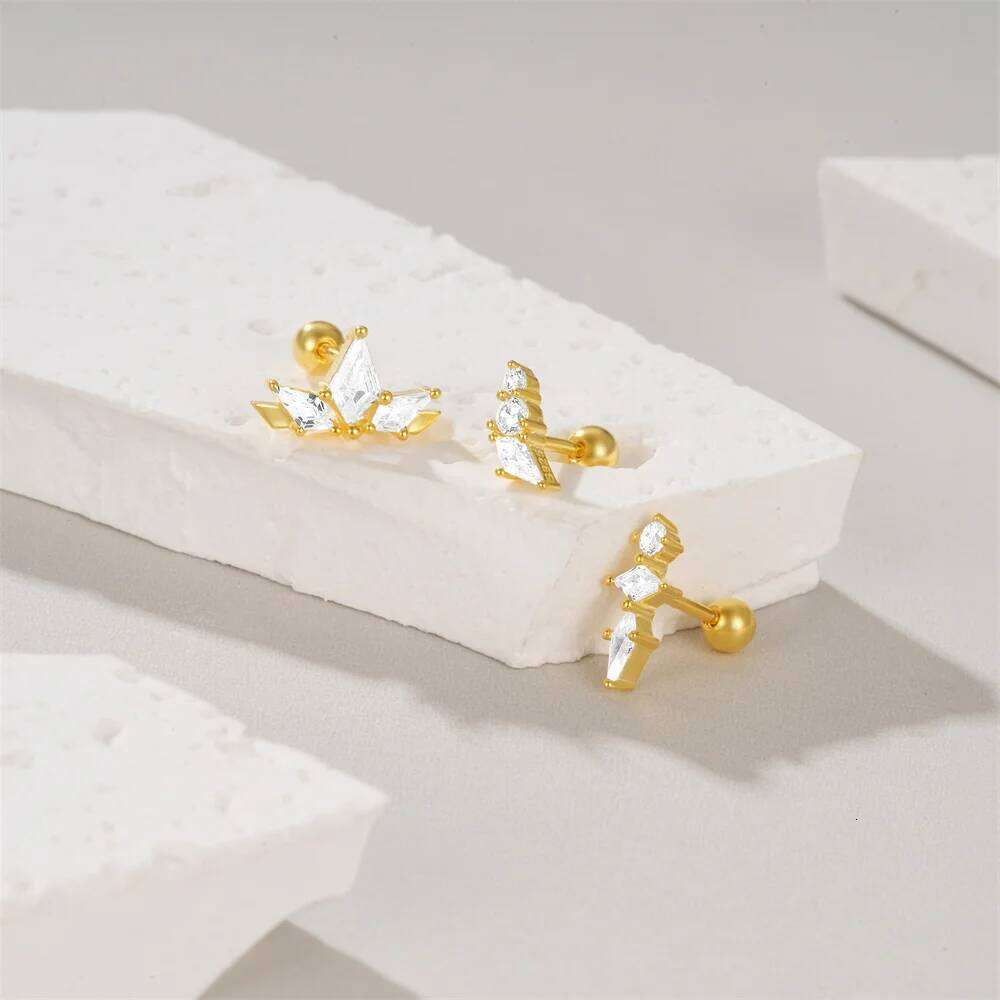 Aide 1PC 925 Sterling Silver Star Horse Eye Zircon Heart Flat Head Cartilage Piercing Earring For Women Ball Ear Bone punctures