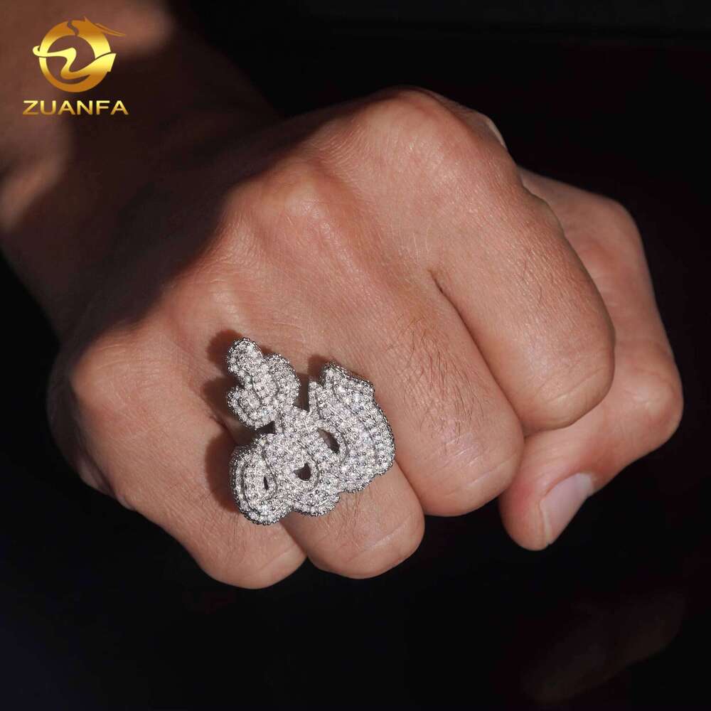 925 Sterling Silver Pass Diamond Test Men's Moissanite Ring Solid Gold Plated Rings Wholesale Hip Hop Jewelry