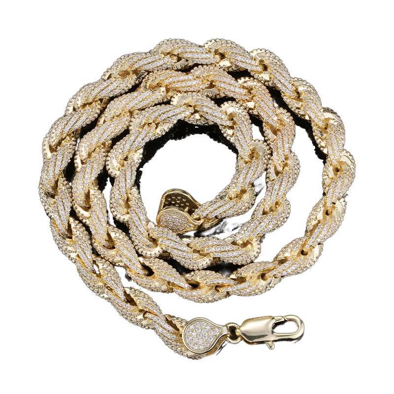 Mens 12MM Fully Iced Out Diamond Necklace with Hip Hop Style Miami Cuban Link Chain Gold Zinc Alloy Jewelry for Parties Gifts