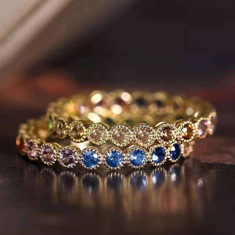 Huitan Colorful Rainbow Cubic Zircon Promise Rings for Women Gold Color Luxury Trendy Wedding Accessories Statement Girl Jewelry