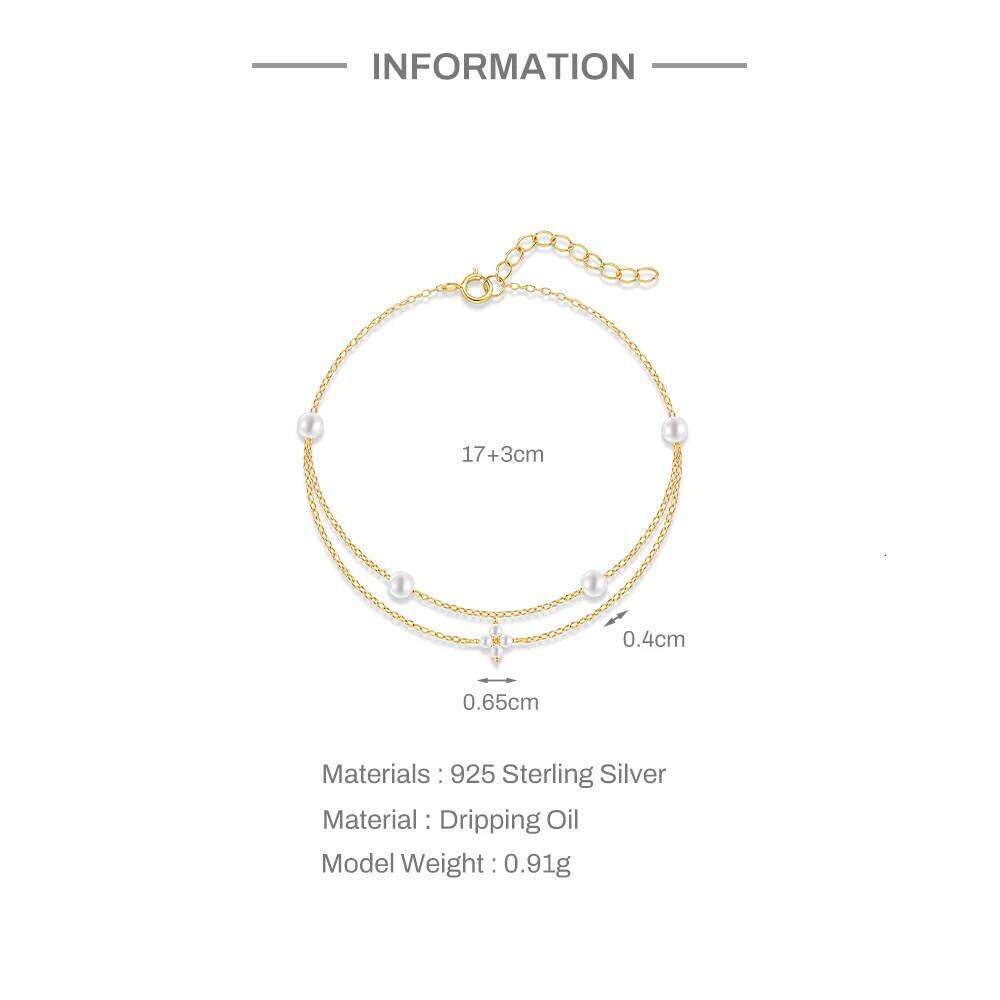 Aide 925 Sterling Silver Beaded Pearl Adjustable Versatile For Women 18K Gold Ins Bracelet Fine Jewelry Party Gift