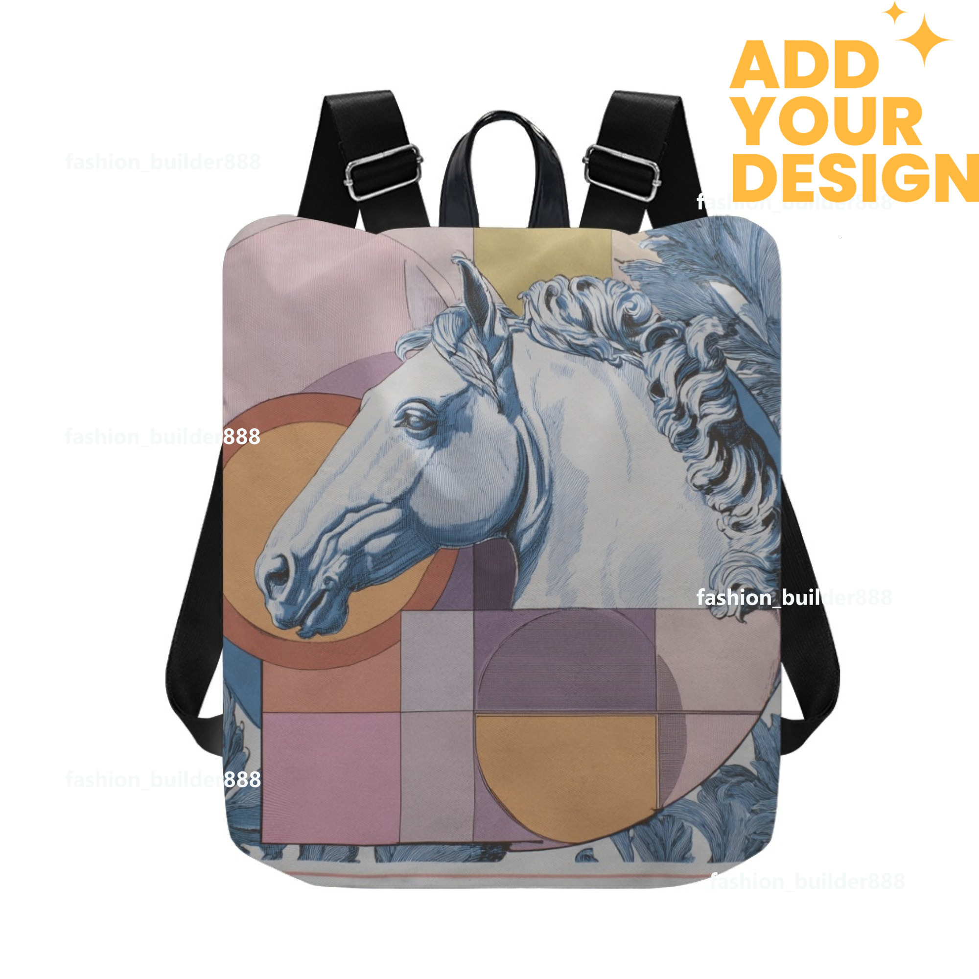 Custom H Designer Fashion Anti Theft Backpack Luxury Horse Pattern Unisex Full Print Backpack Laptop Bag Travel Bag H43
