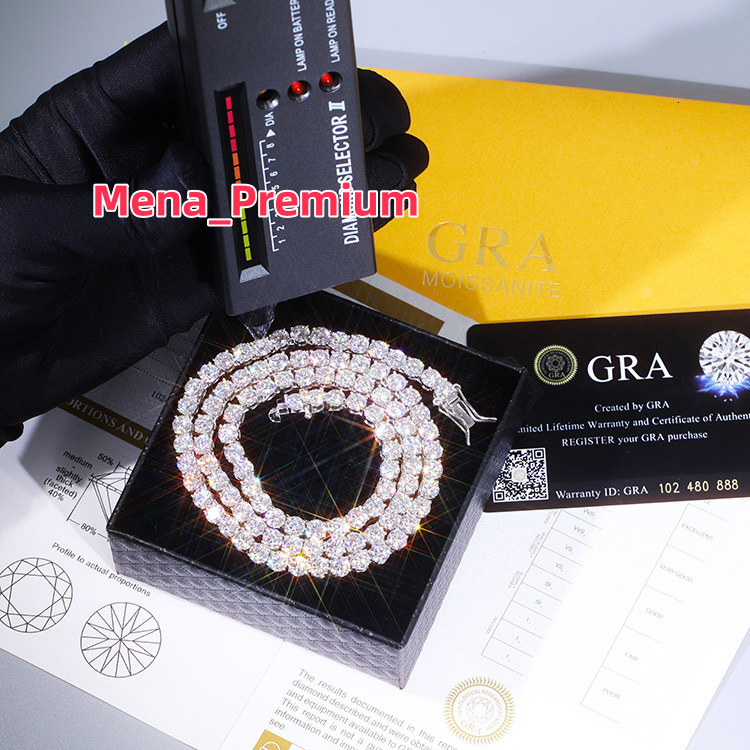 RTS Passed Diamond Tester Tennis Chain S925 Silver with Iced Out Vvs Moissanite Tennis Necklace for Women Necklace