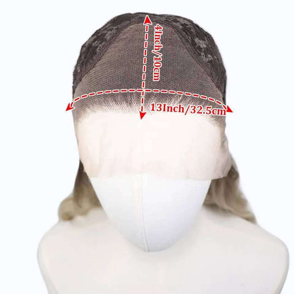 Shoulder Length Ombre Short Wavy Synthetic Wigs 13x4 Lace Front Brown Highlight Blonde Wig For Women Daily Use 150Density