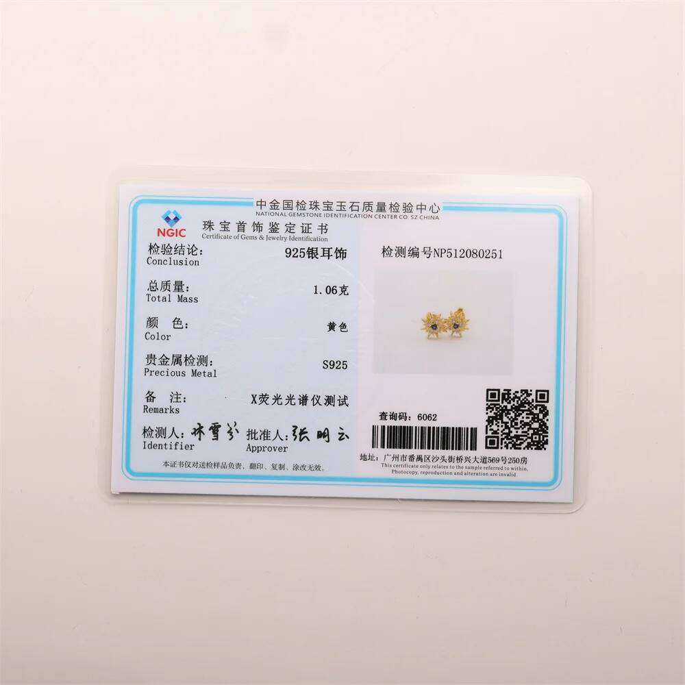 Aide 100% 925 Sterling Silver Blue Zircon Star Stud Earrings for Women Classic Luxury 18k Gold Jewelry Minimalist Accessories