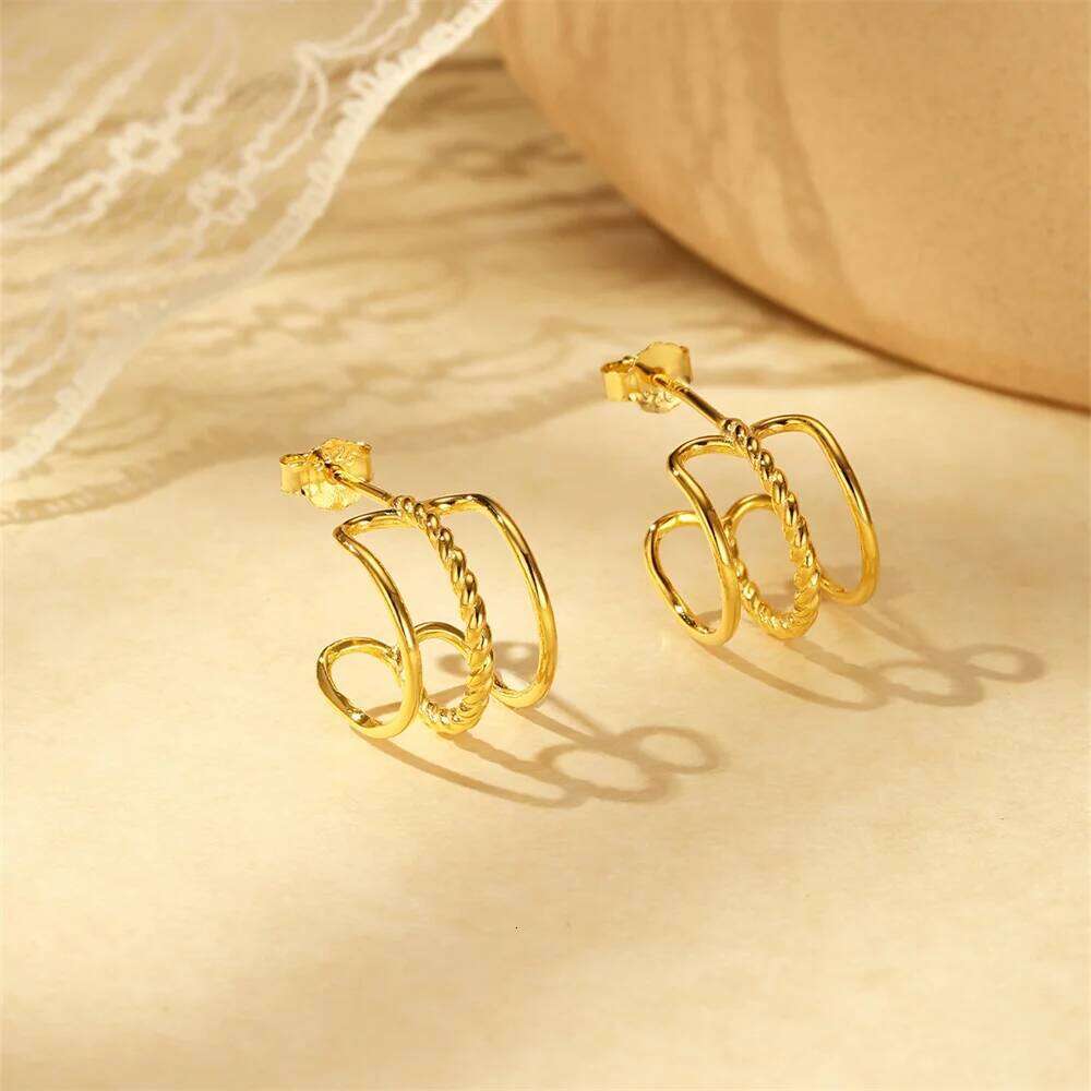 Aide 925 Sterling Silver Delicate Korean 3 Waves Earing Claw Hook Clip For Women Ear Earrings Fashion Jewelry Gift