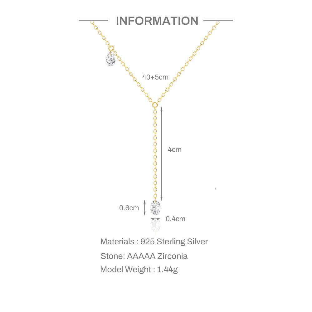 Aide 925 Sterling Silver Gold Color Zircon Pendant Necklaces for Women Long Tassel Design Clavicle Chains Necklace Collares