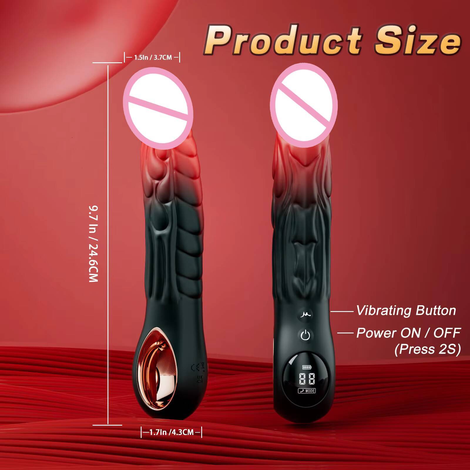 Dragon Fantasy Vibrating Dildo Vaginal Clitoral Stimulator LED Display G Spot Realistic Dildo Vibrator for Male and Female