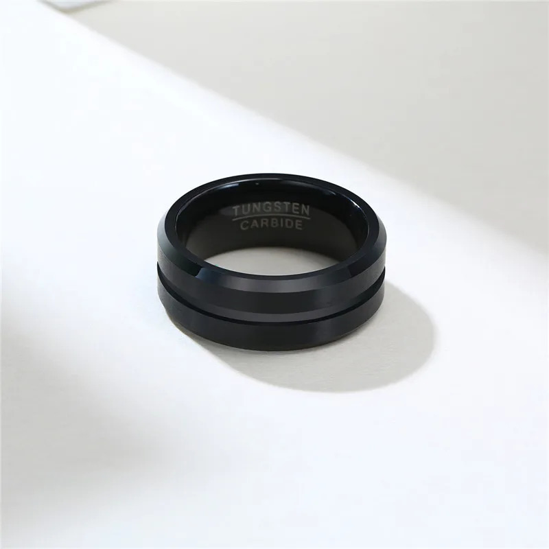LETAPI Fashion 8mm Black Tungsten Carbide Rings for Men High Quality Punk Vintage Wedding Male Jewelry Gifts 251230