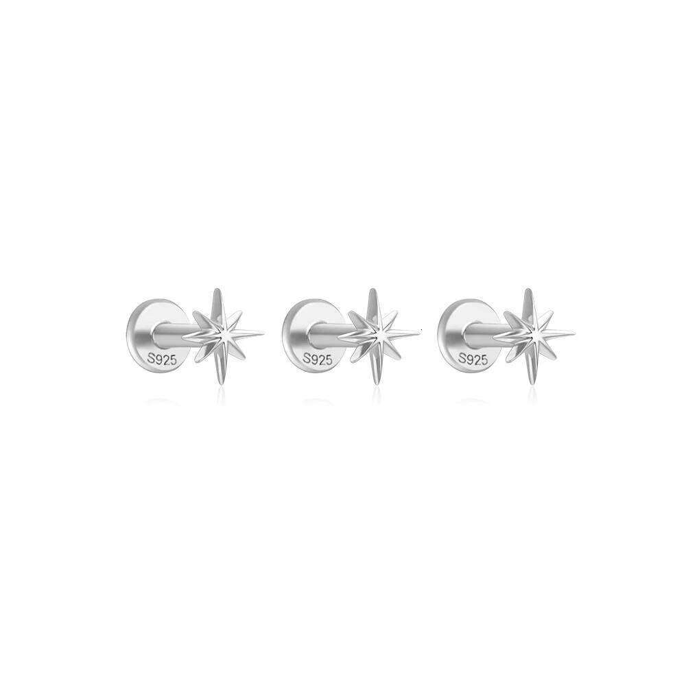 Aide 925 Sterling Silver 4PCS Set 7.5/9/10/13mm Zircon Piercing Stud Earring For Women Luxury Gold Pendientes Dangling Jewelry