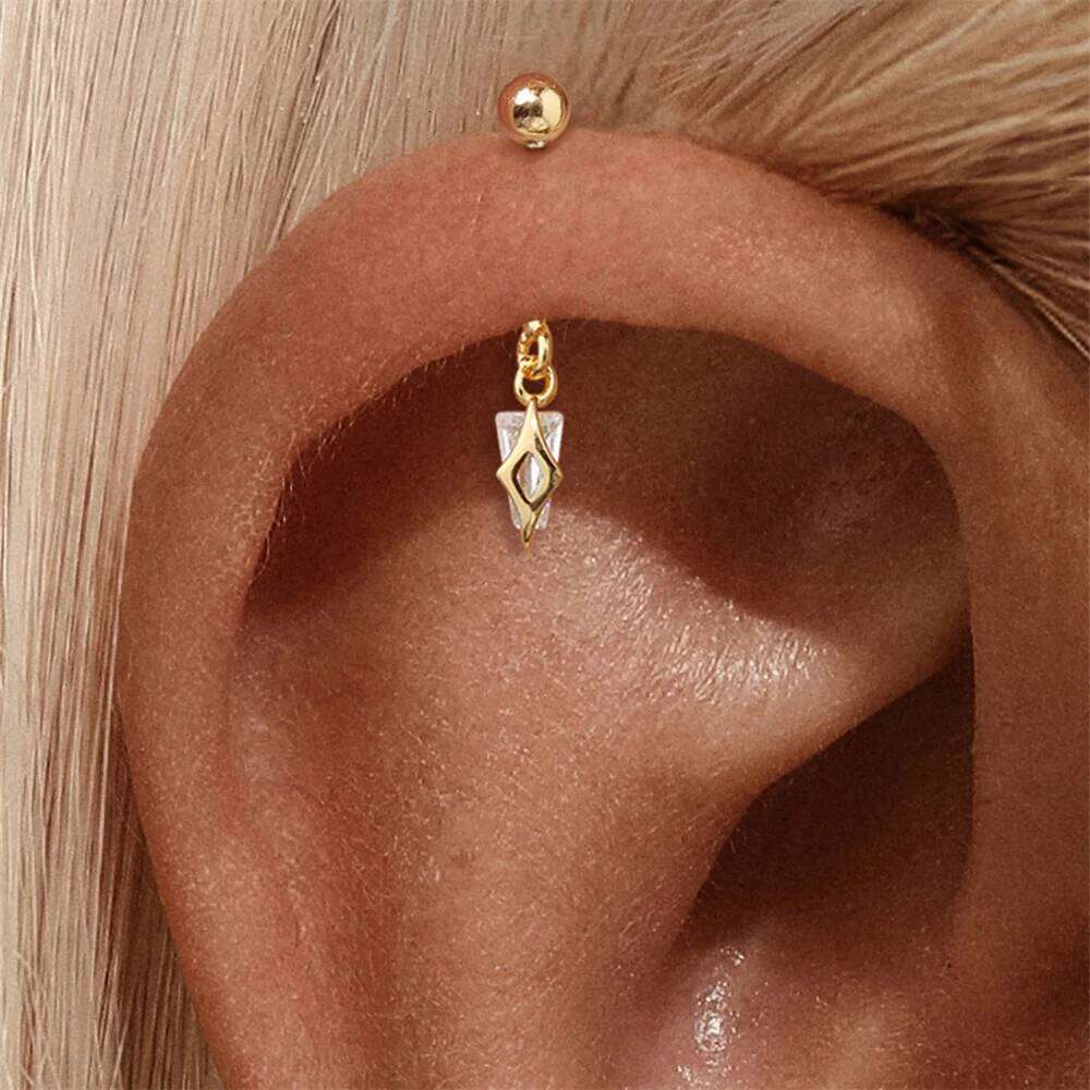 Aide 925 Sterling Silver Shiny CZ Button Gold Color Flower Piercing Earrings For Heart Sexy Navel Rings for Women Jewelry