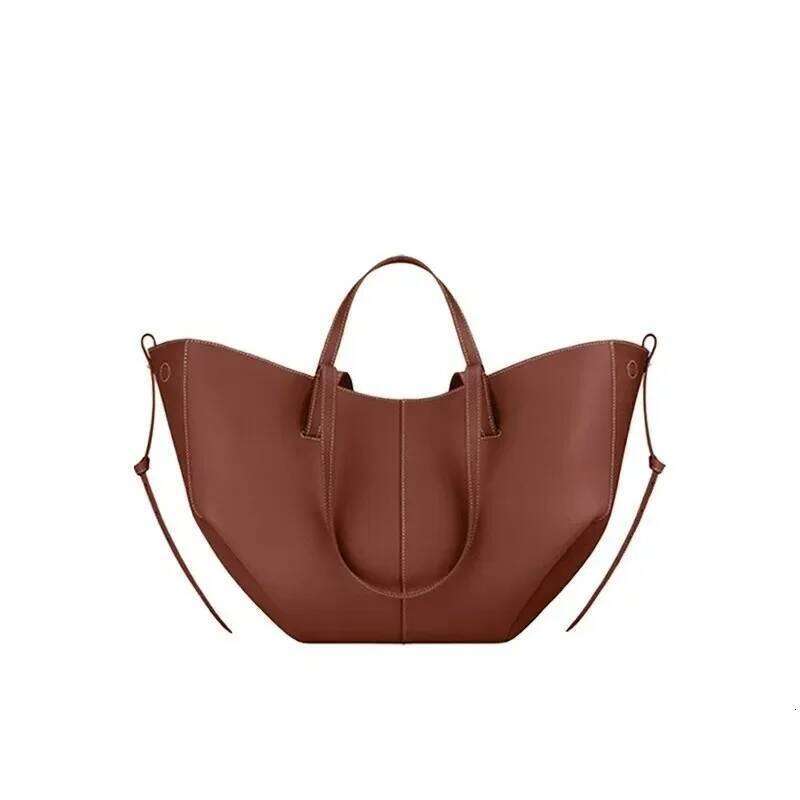 Cowhide Large Capacity New Handbag Travel Shopping Casual Commuting Shoulder Bag Bucket Detachable Inner Bag JINXIANGGUO TOTE