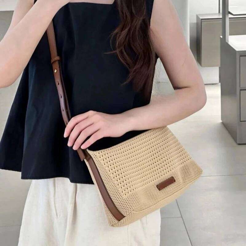 Beach Small Hobos Bags For Women Luxury Designer Handbags Purses 2025 New In Polyester Letter Hollow Cloth Underarm Shoulder Bag