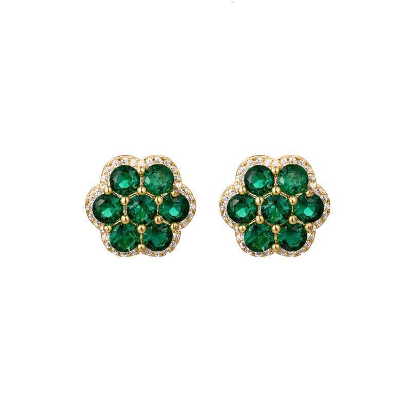 New High-End Micro-Inlaid Flower Earrings Versatile Needle Studs Elegant Light Luxury Fashion Ear Accessories
