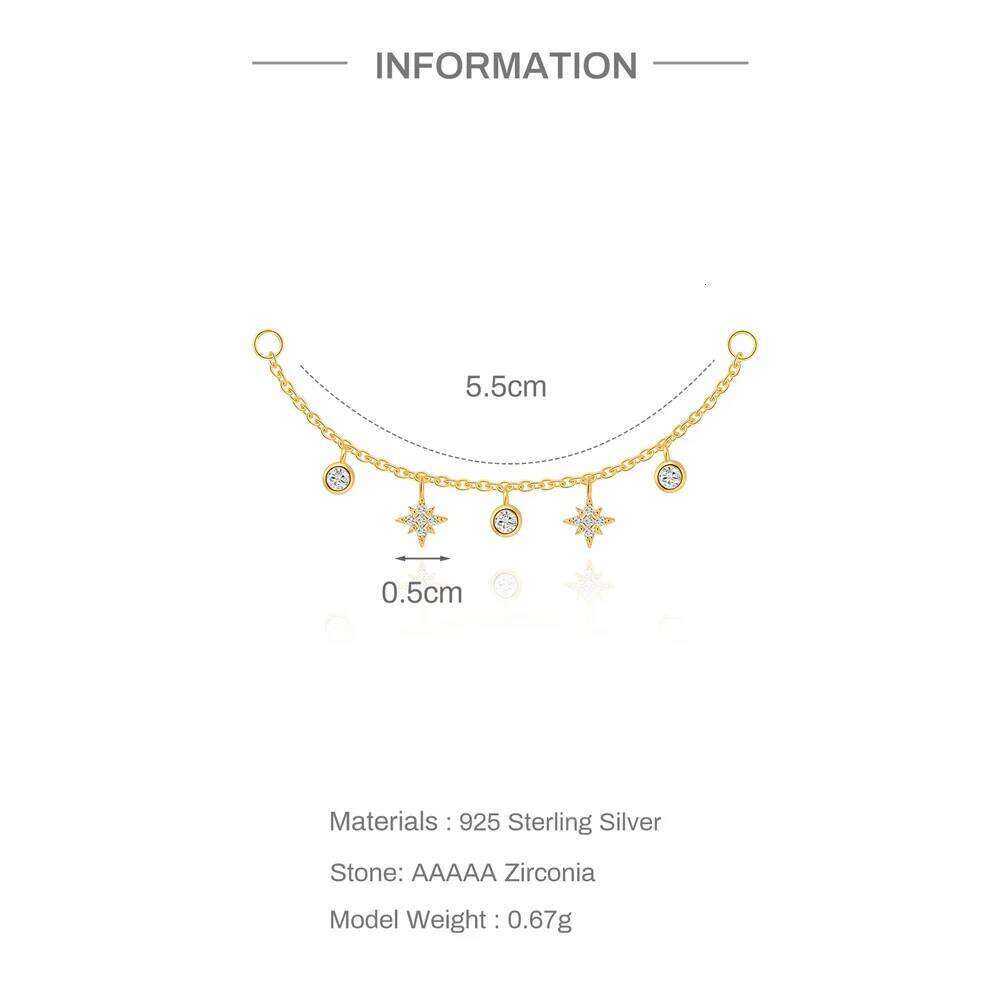 Aide 1pc 925 Sterling Silver Romantic Luxury Zircon Stars Screw Bead Stud Earrings for Women Korean Ear Bone Piercing Jewelry