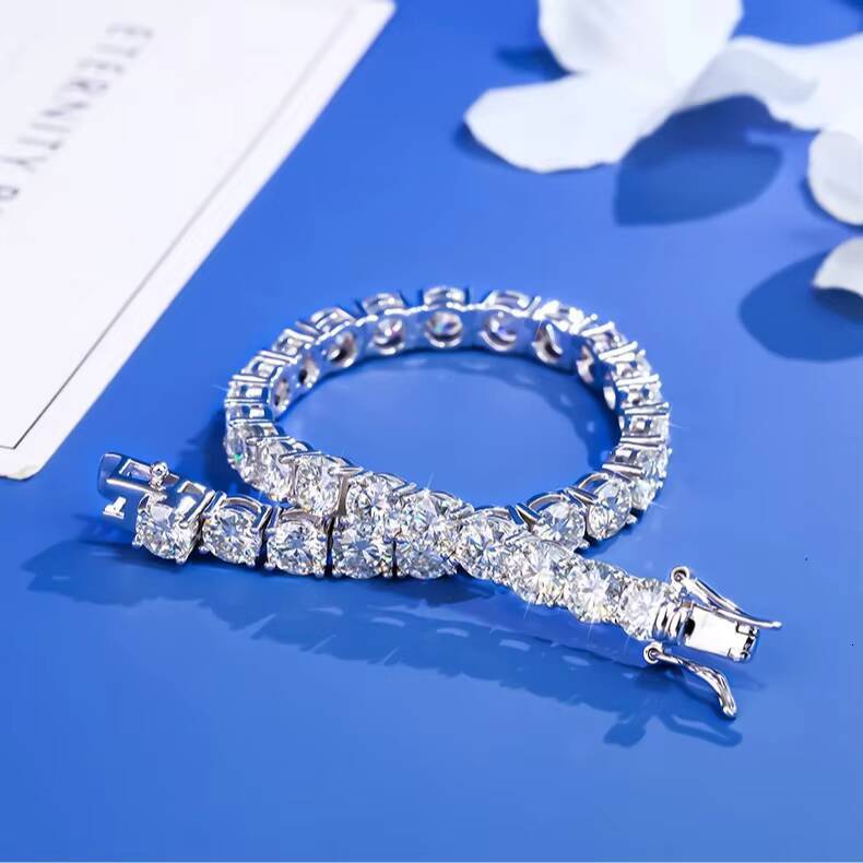 Classic Mens and Womens Moissanite Bracelet 6mm Four-Claw Full Inlaid Tennis Chain Cross-Border Jewelry From Manufacturer