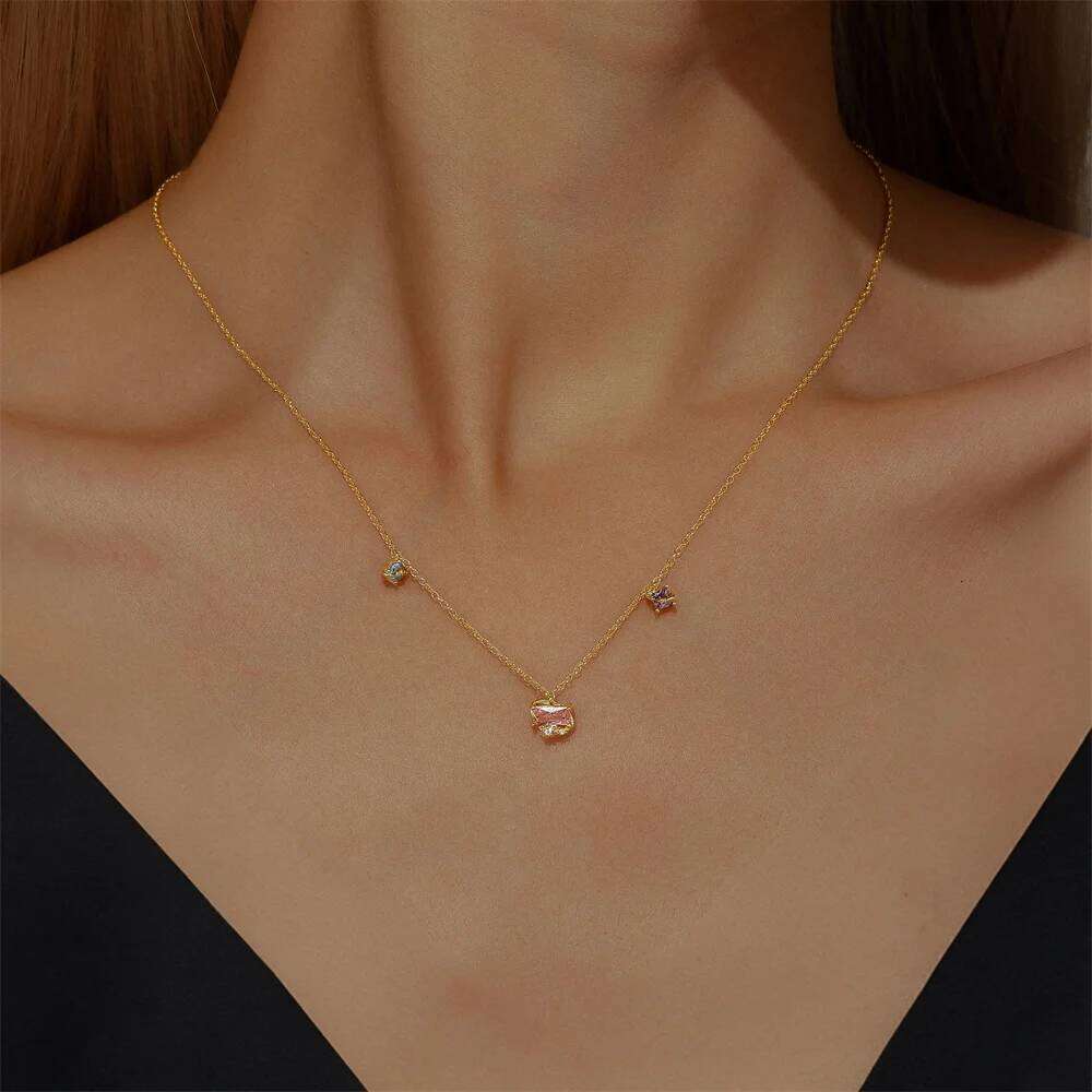 Aide Plata 925 Sterling Silver Round Zircon Necklace for Women Small CZ Pendant Choker Neck Chain Bride Gift Fine Jewelry