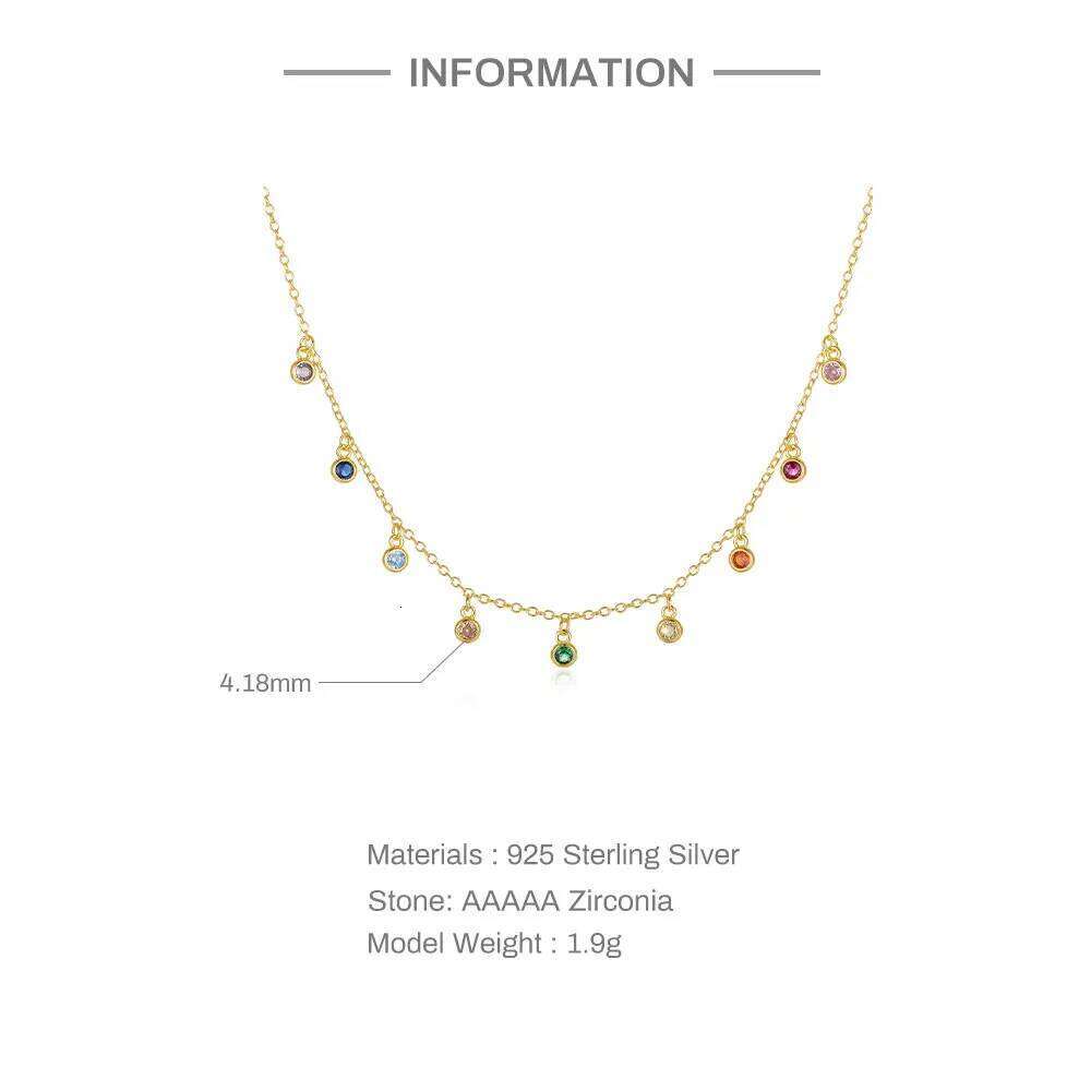 Aide 925 Sterling Silver French Elegant Round Fine Versatile Colors Zirconium Women's Necklace Exquisite Choker Chains Jewelry
