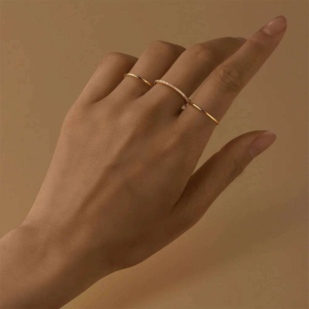 Aide 925 Sterling Silver Eternity Stacking for Women Mirco Zircon Light Luxury Finger Rings Fashion Jewelry Set